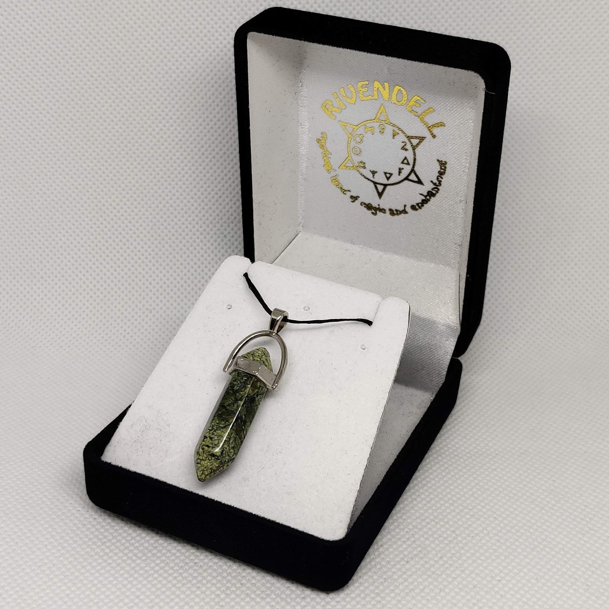 Dragon Blood Stone Crystal Point Pendant - Rivendell Shop