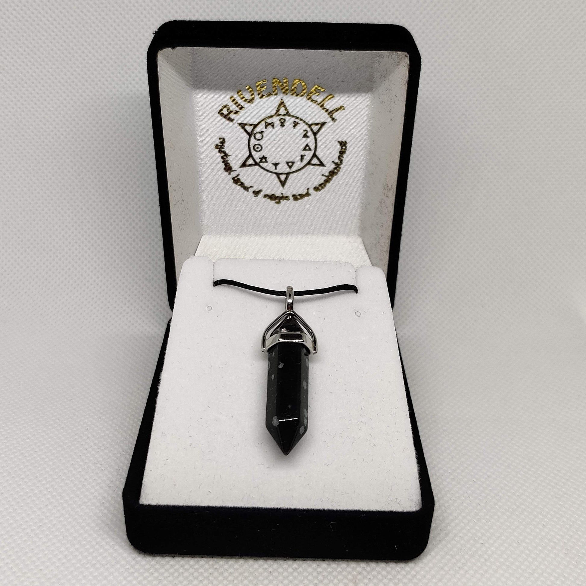 Snowflake Obsidian Crystal Point Pendant - Rivendell Shop