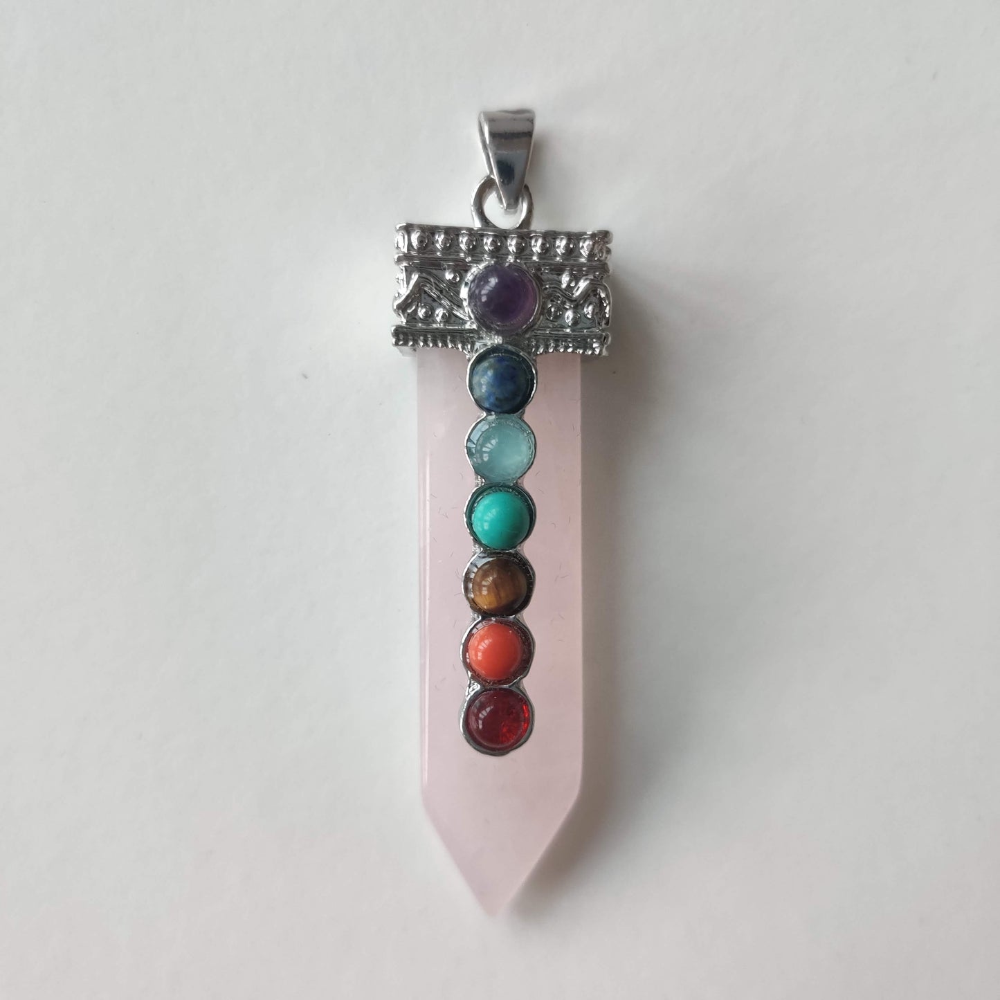 Chakra Rose Quartz Point Pendant - Rivendell Shop