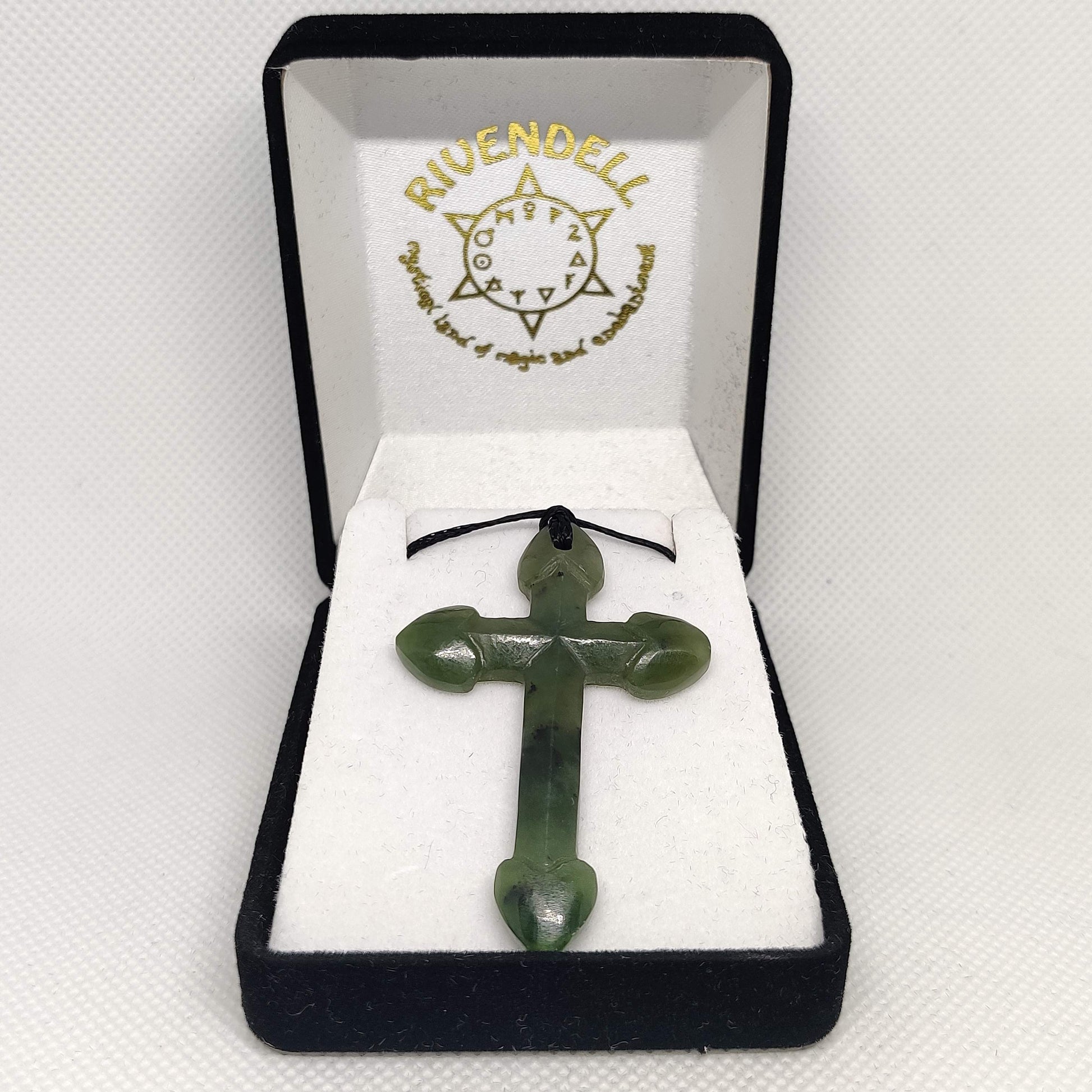 Large Greenstone Cross Pendant - Rivendell Shop