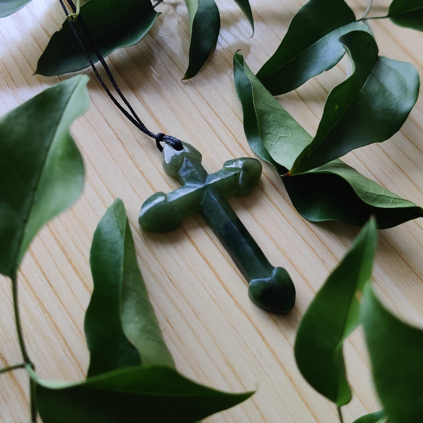 Large Greenstone Cross Pendant - Rivendell Shop