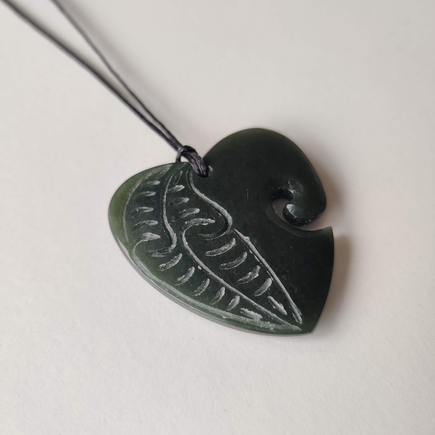 Heart Greenstone Pendant with Carved Detail - Large - Rivendell Shop