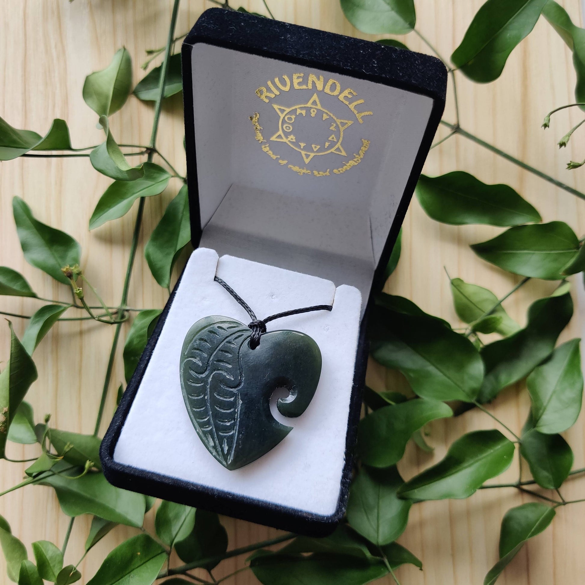Heart Greenstone Pendant with Carved Detail - Large - Rivendell Shop