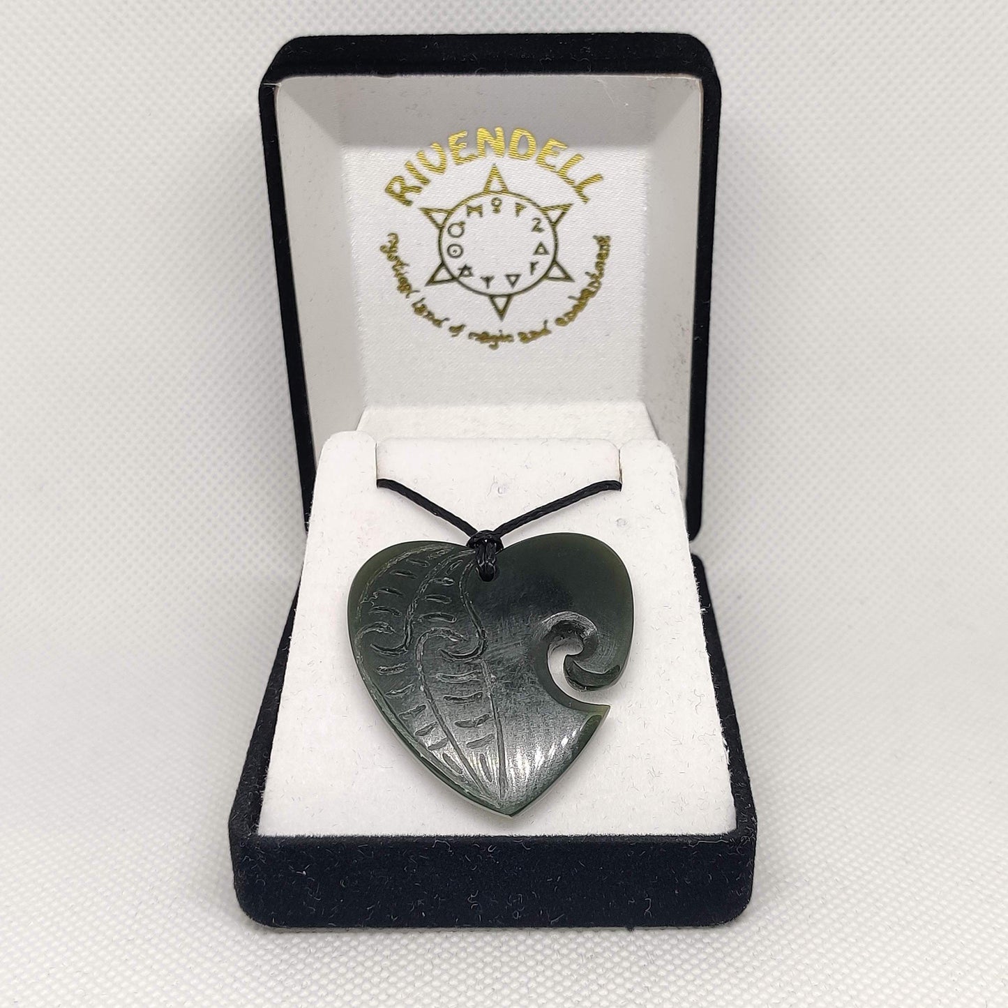 Heart Greenstone Pendant with Carved Detail - Large - Rivendell Shop