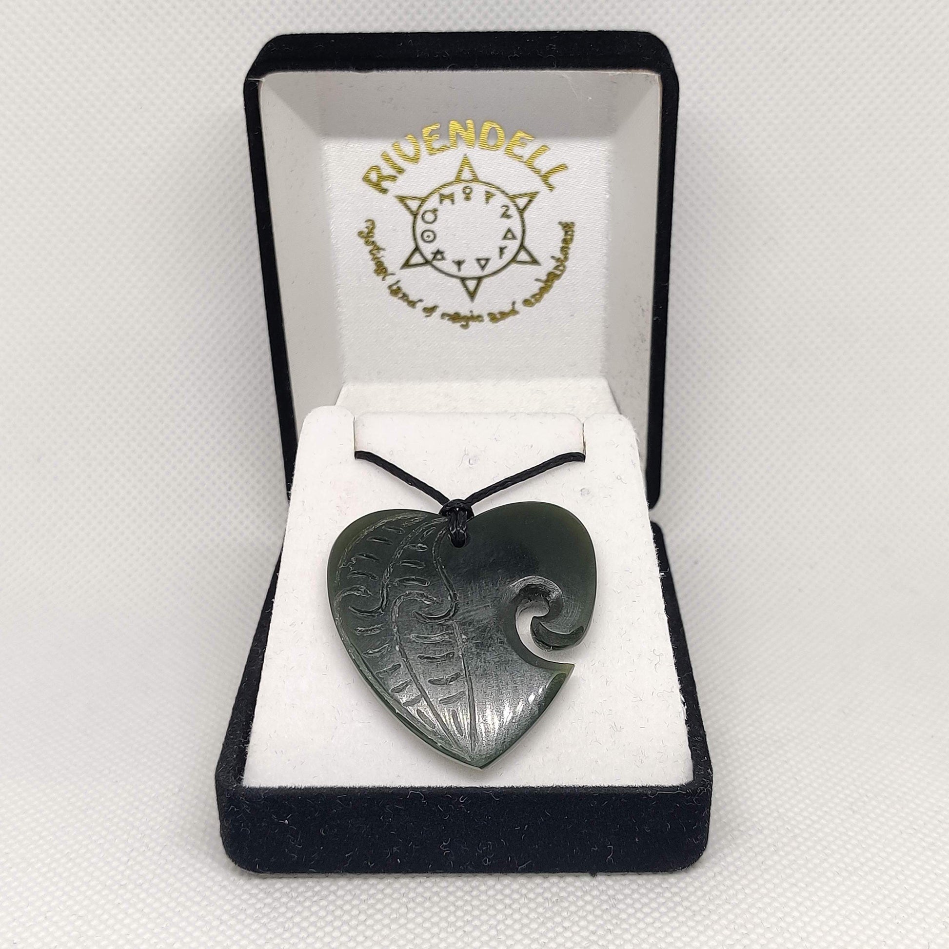 Heart Greenstone Pendant with Carved Detail - Large - Rivendell Shop