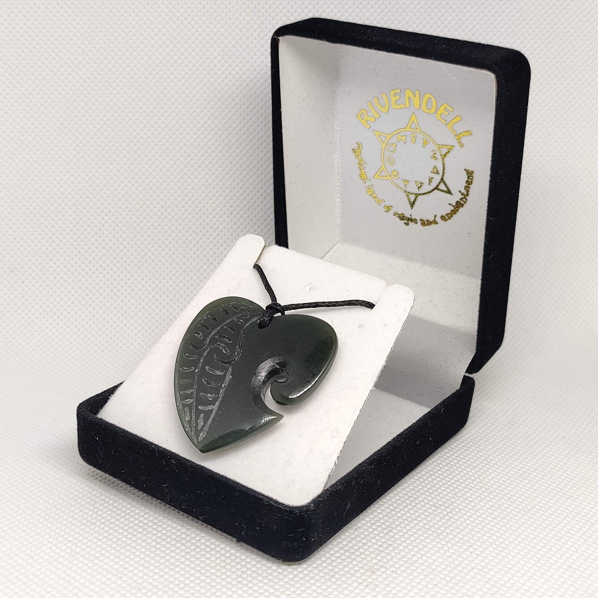 Heart Greenstone Pendant with Carved Detail - Large - Rivendell Shop