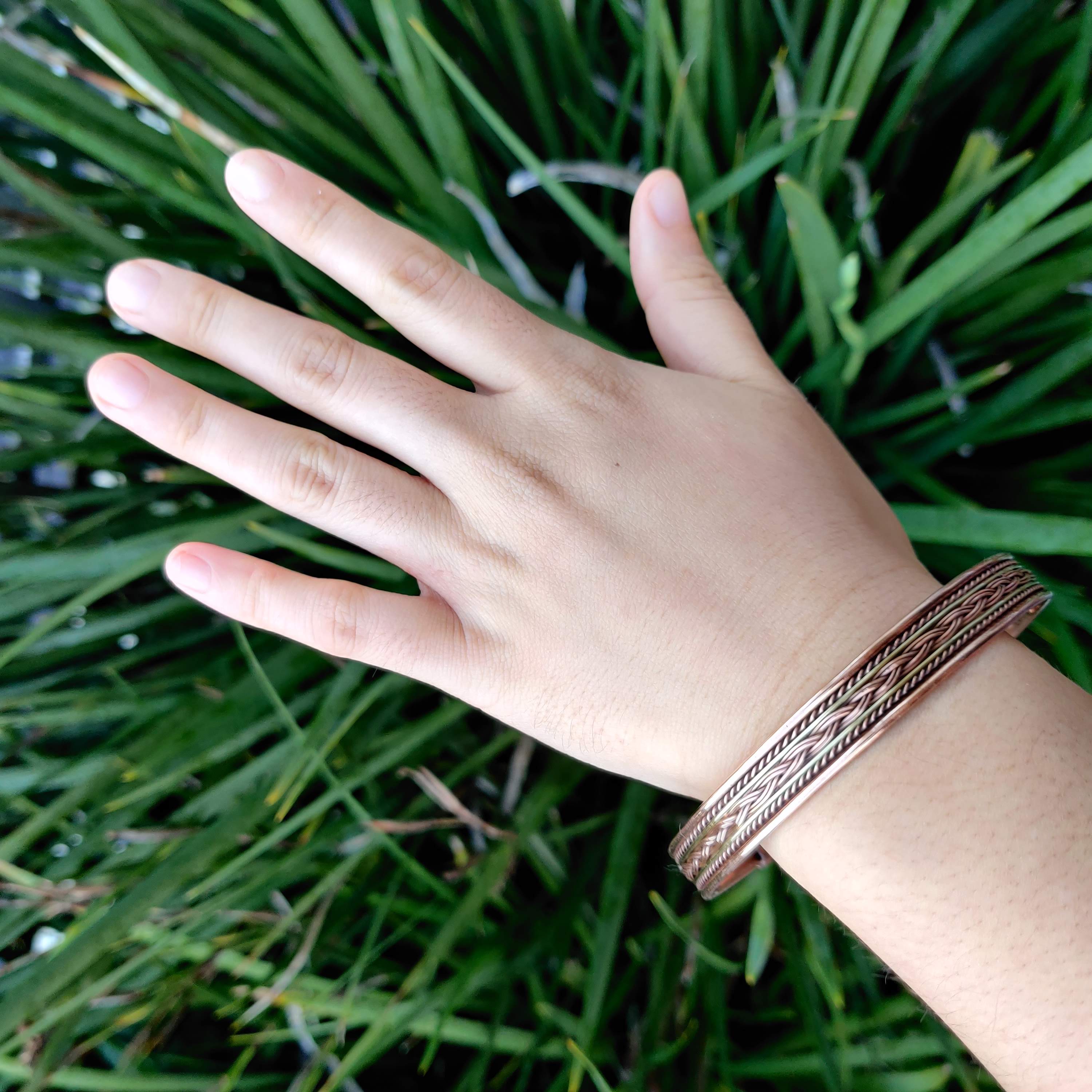 Woven Pattern Copper Magnetic Bracelet - Rivendell Shop