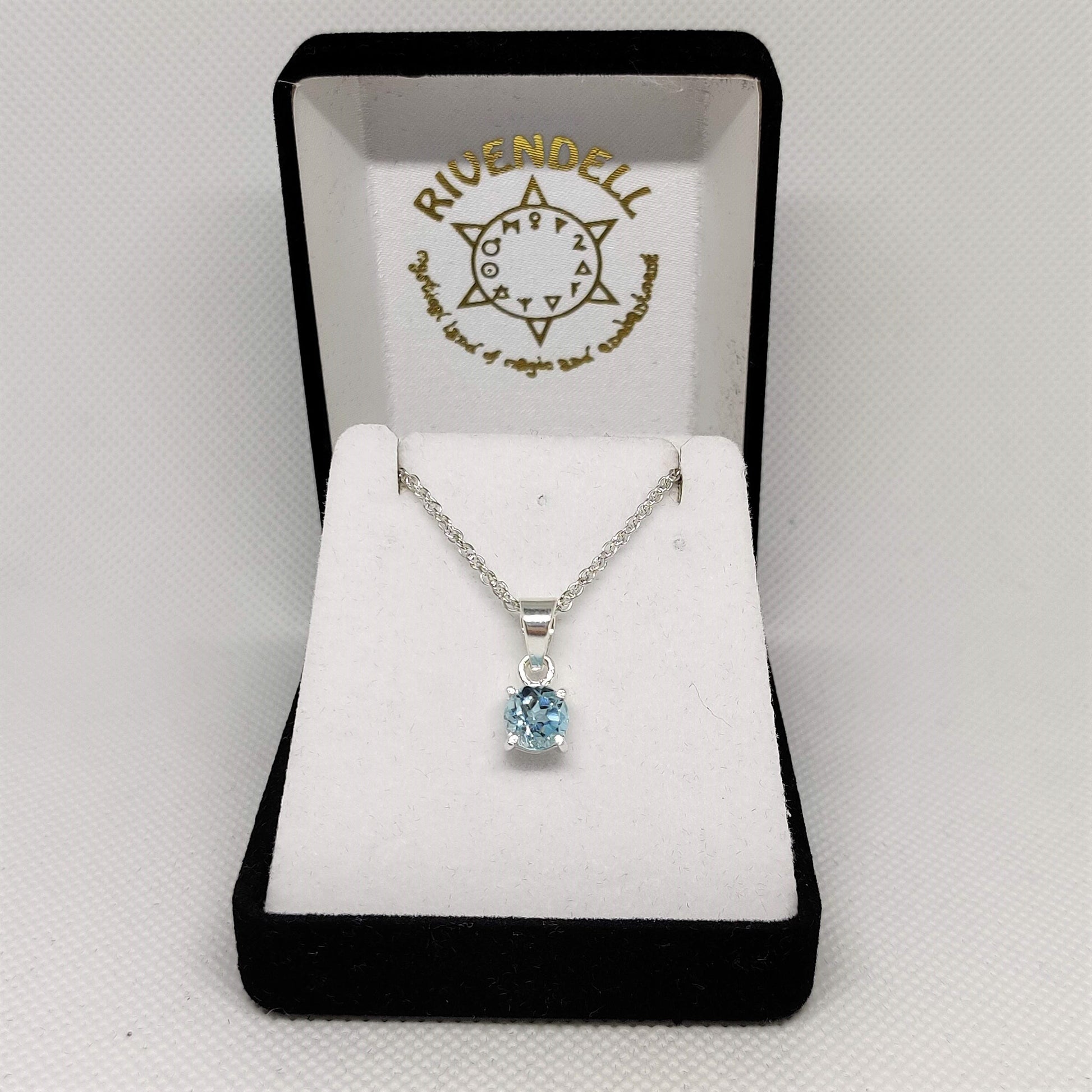 Round Blue Topaz 925 Sterling Silver Pendant - Rivendell Shop