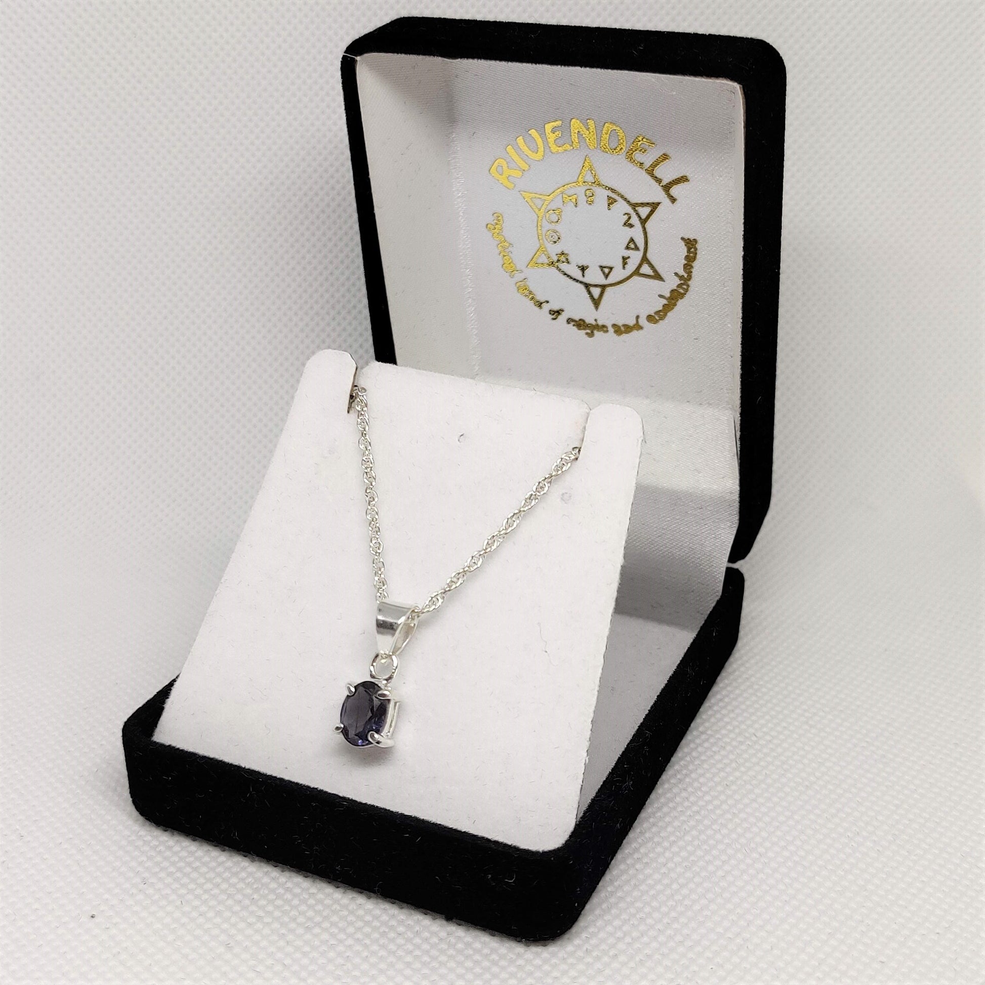 Oval Iolite 925 Sterling Silver Pendant - Rivendell Shop