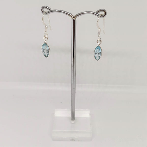 Marquise Blue Topaz 925 Sterling Silver Dangle Earrings - Rivendell Shop