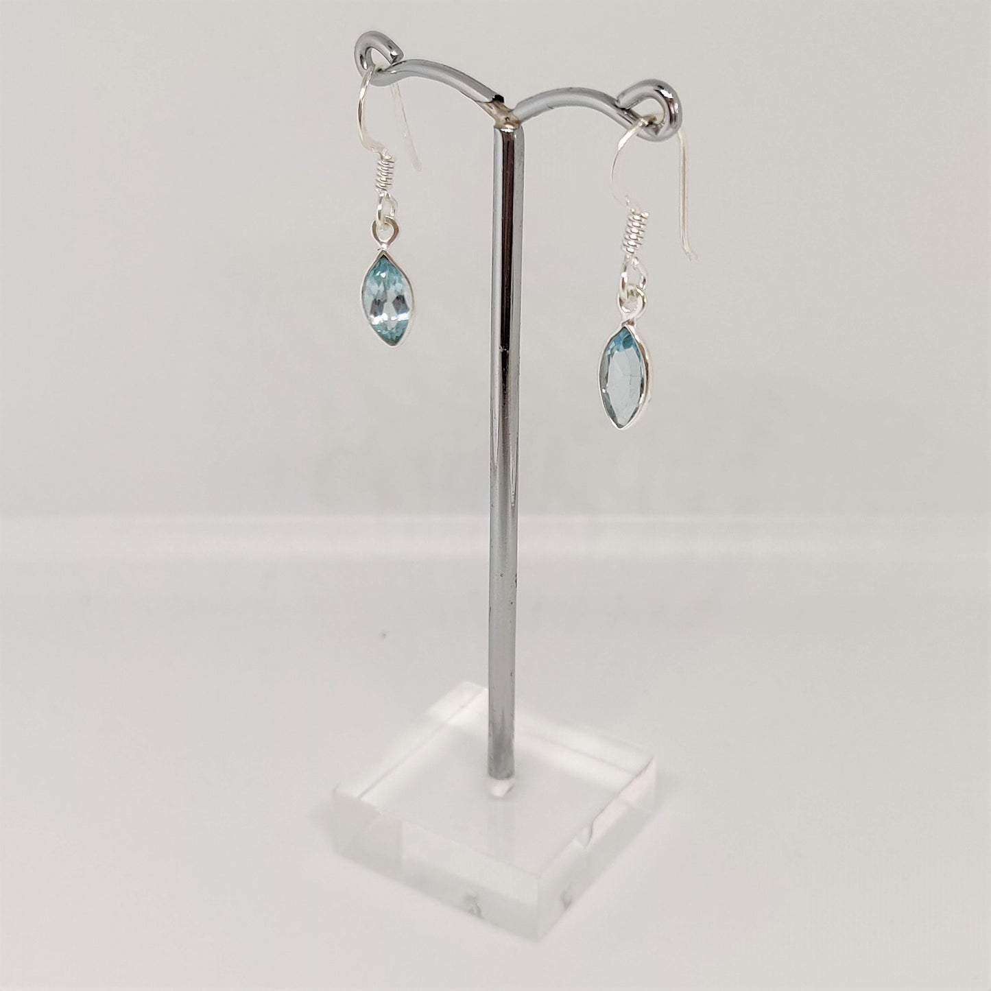 Marquise Blue Topaz 925 Sterling Silver Dangle Earrings - Rivendell Shop