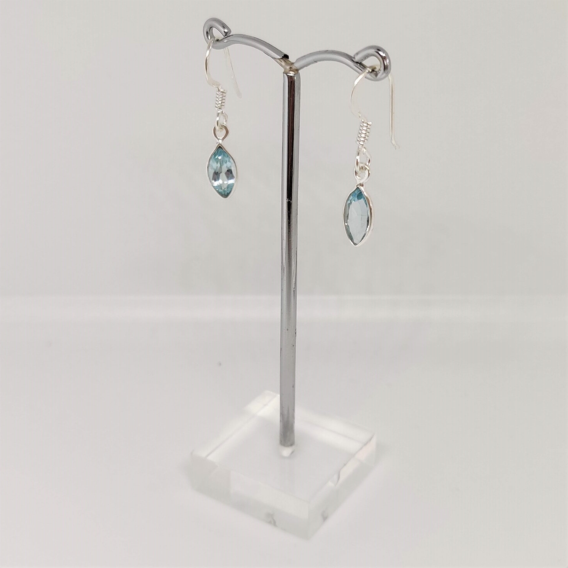 Marquise Blue Topaz 925 Sterling Silver Dangle Earrings - Rivendell Shop