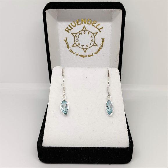 Marquise Blue Topaz 925 Sterling Silver Dangle Earrings - Rivendell Shop