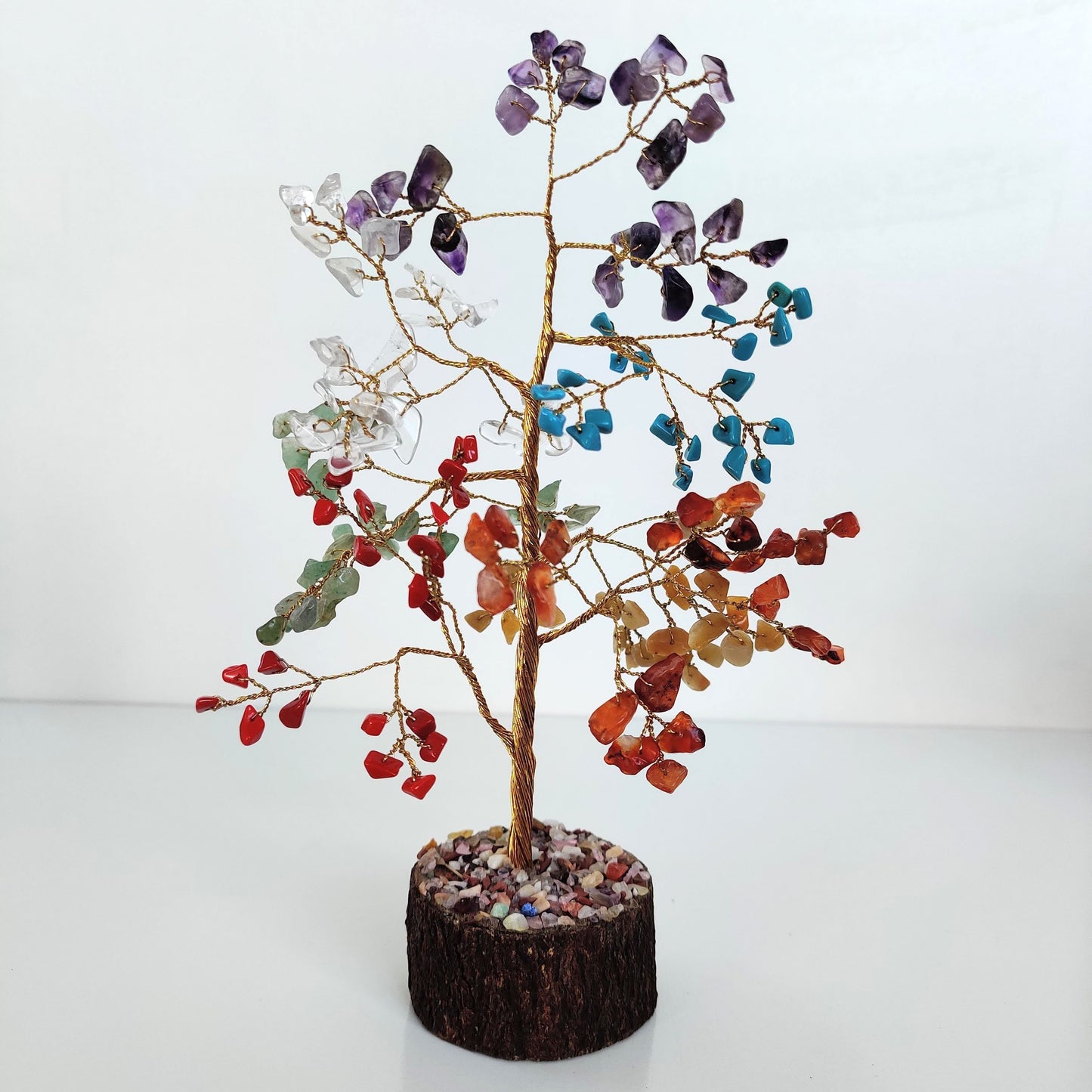 Seven Chakra Crystal Tree on Wooden Base - Rivendell Shop