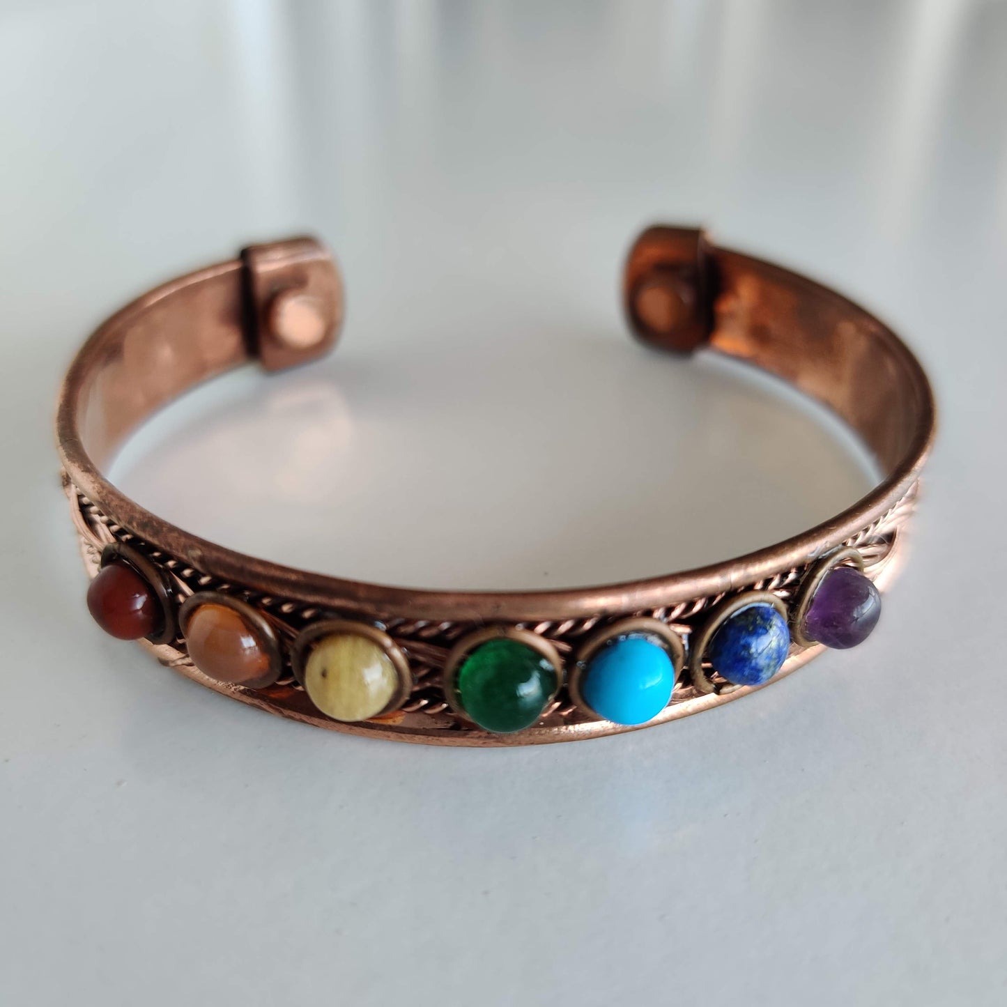 Chakra Copper Magnetic Bracelet with Woven Pattern - Rivendell Shop