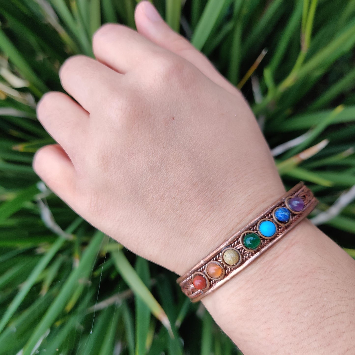 Chakra Copper Magnetic Bracelet with Woven Pattern - Rivendell Shop