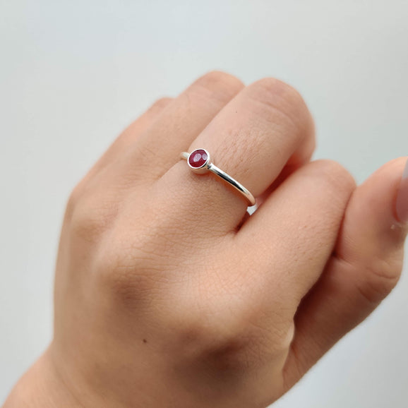 Ruby Delicate 925 Sterling Silver Ring - Rivendell Shop