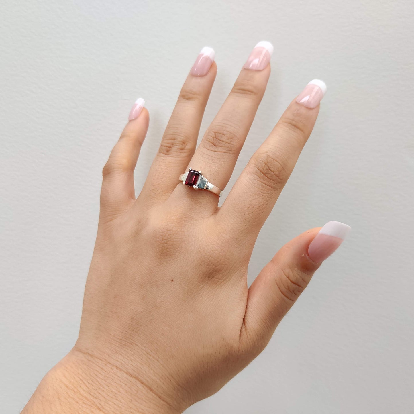 Garnet Emerald-Cut 925 Sterling Silver Ring - Rivendell Shop