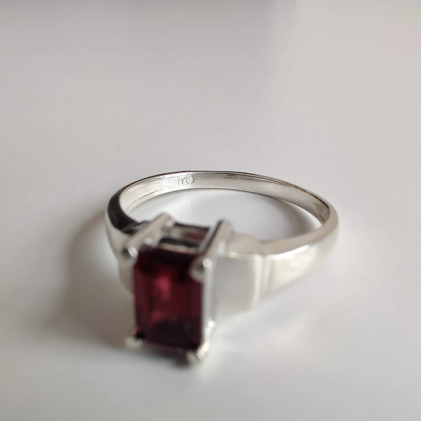 Garnet Emerald-Cut 925 Sterling Silver Ring - Rivendell Shop