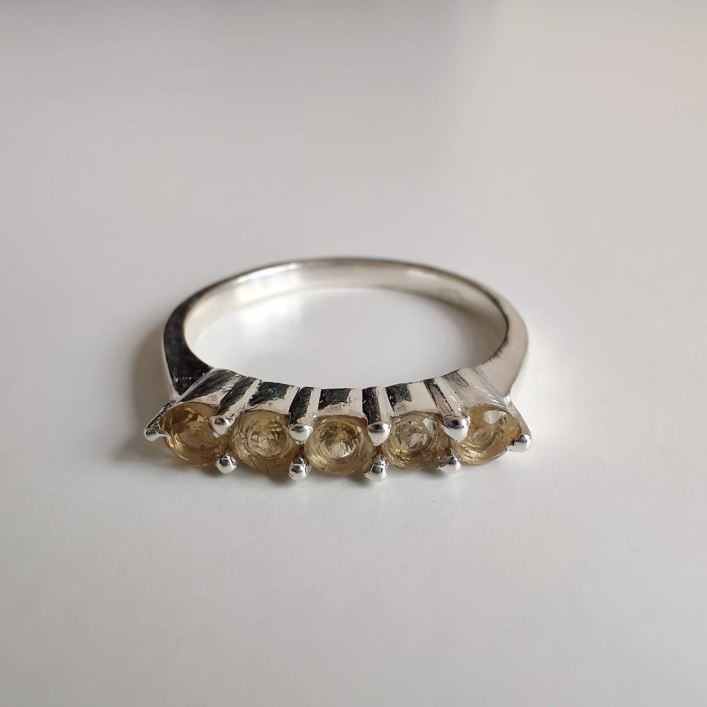 Citrine Multistone 925 Sterling Silver Ring - Rivendell Shop