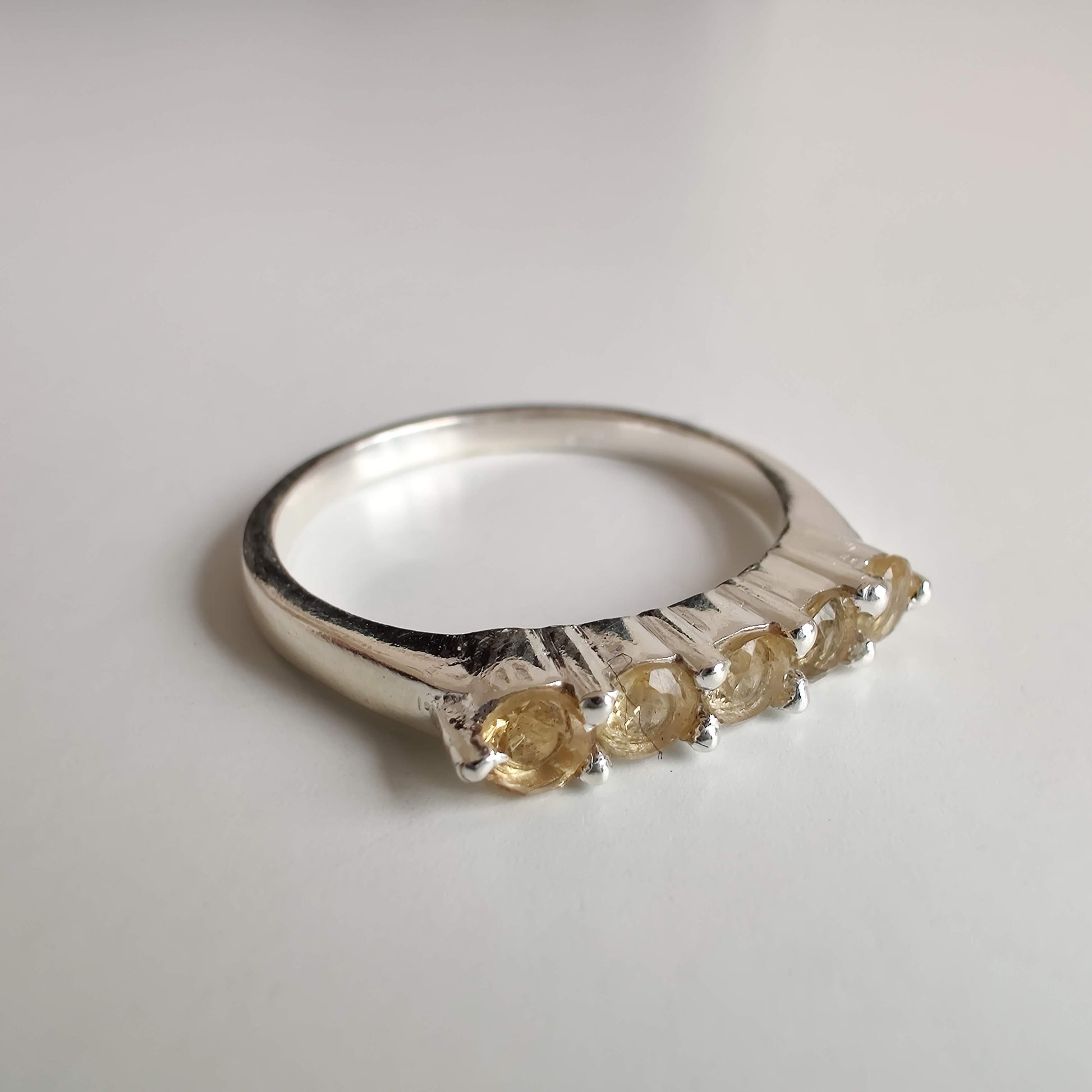 Citrine Multistone 925 Sterling Silver Ring - Rivendell Shop