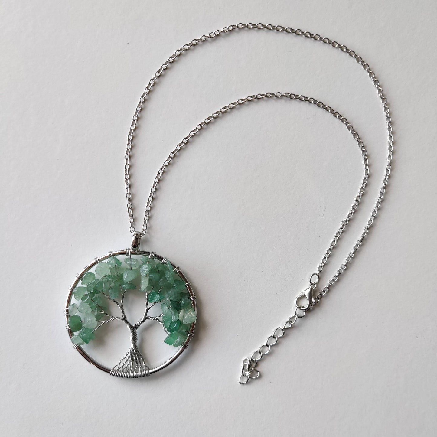 Green Aventurine Tree of Life Pendant with Silver Chain - Rivendell Shop