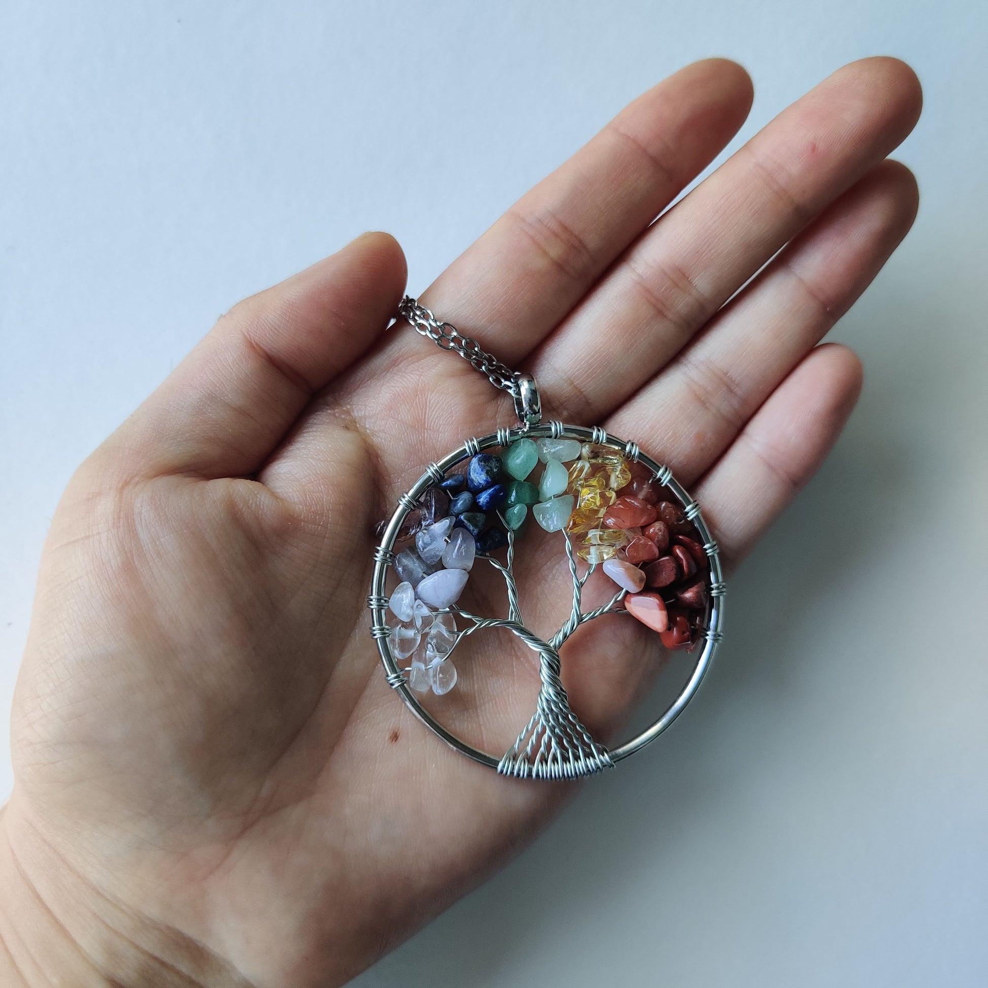 Chakra Tree of Life Pendant with Silver Chain - Rivendell Shop