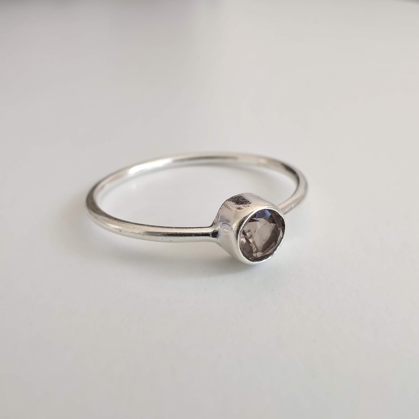 Smoky Quartz Delicate 925 Sterling Silver Ring - Rivendell Shop