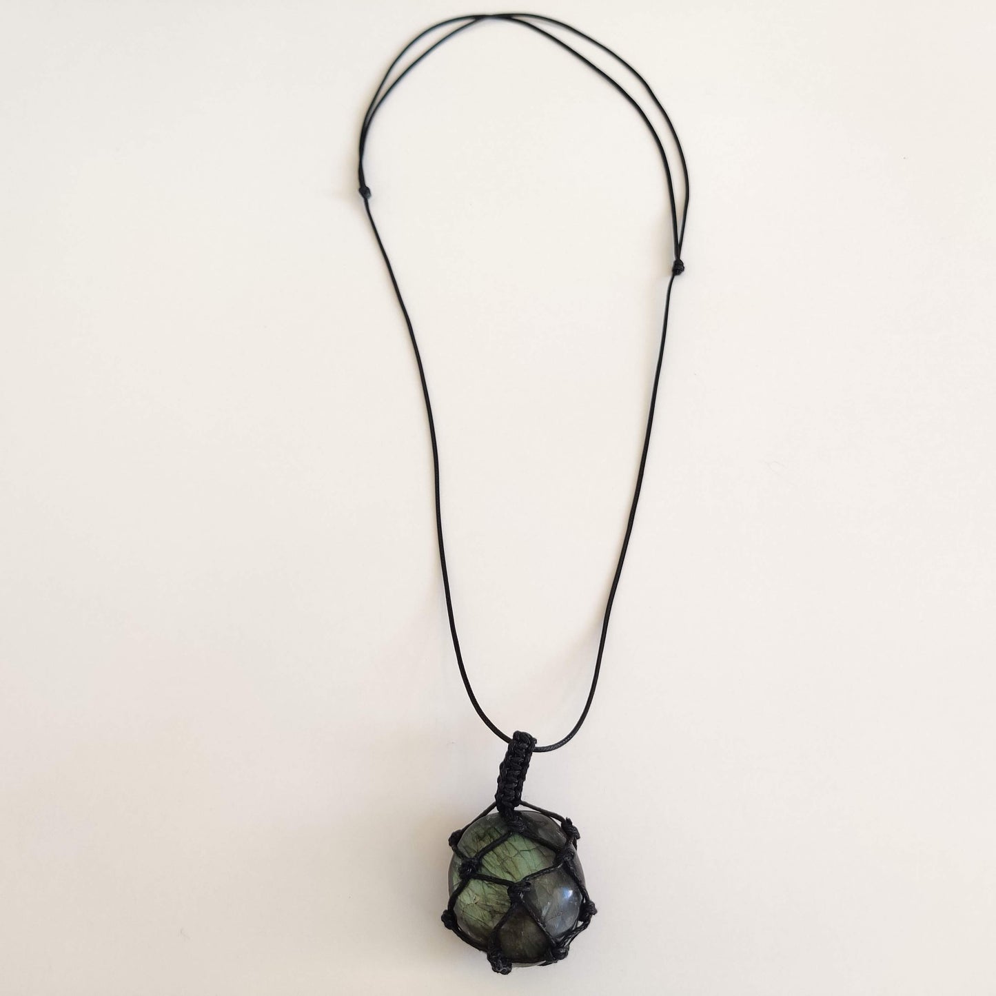 Labradorite Polished Stone Cord-Wrapped Necklace - Rivendell Shop