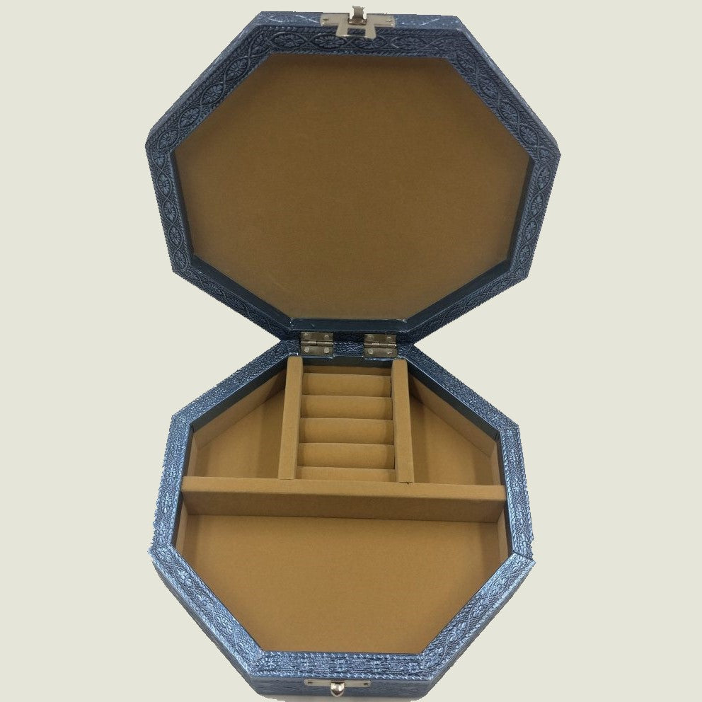 Blue Tree of Life Hexagonal Jewellery Box - Rivendell Shop