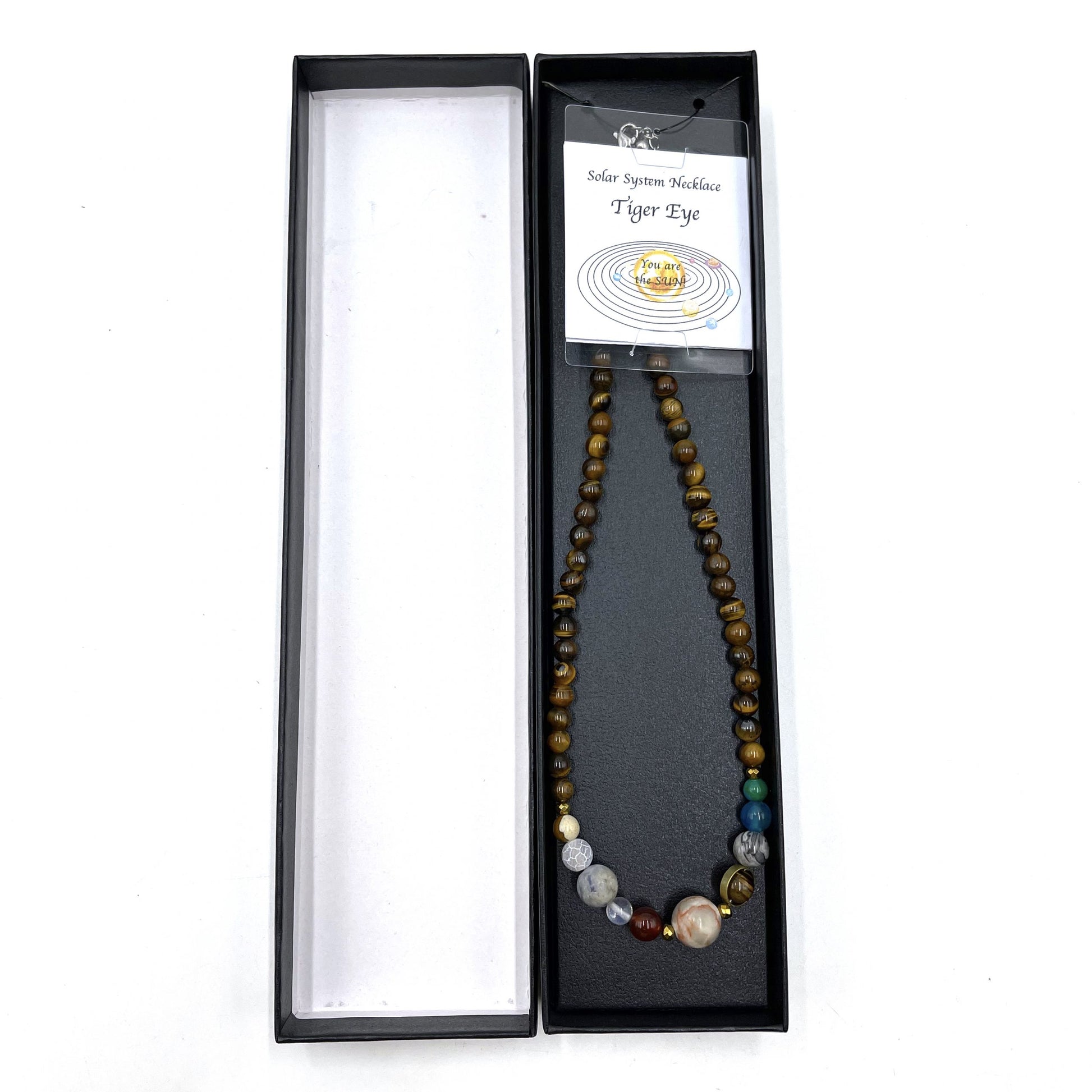 Solar system necklace - tiger eye - Rivendell Shop