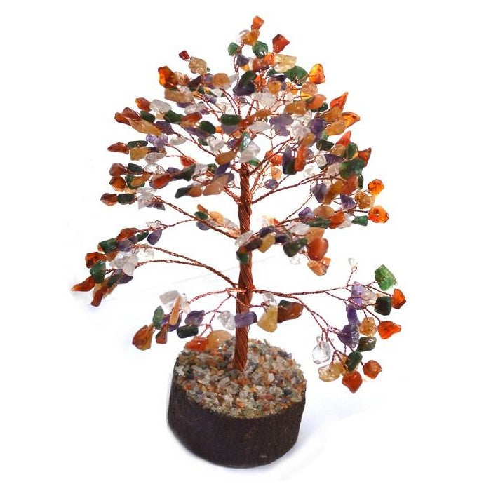 Mixed Gemstone Crystal Tree II on Wooden Base - Rivendell Shop