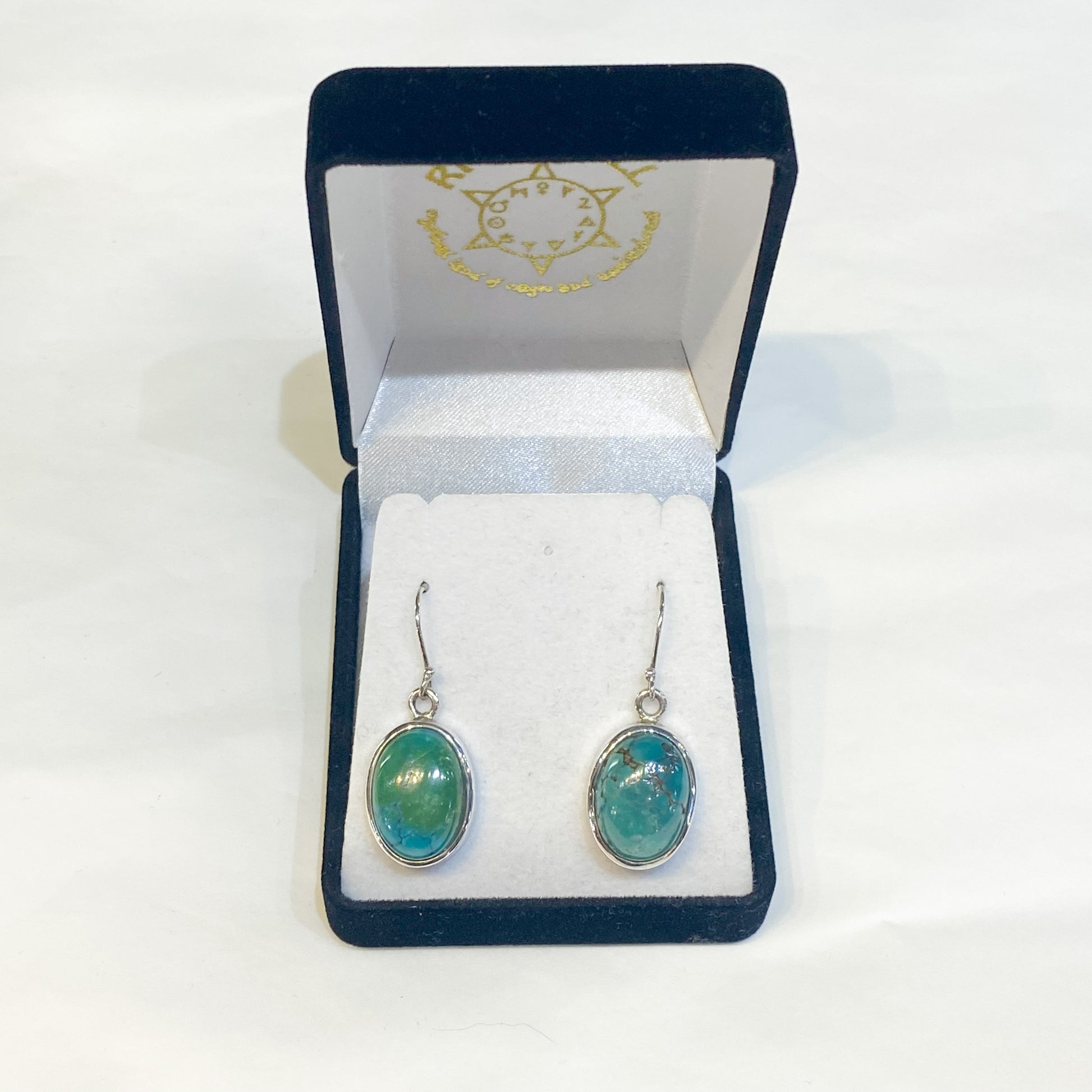 Sterling Silver Oval Turquoise Earrings - Rivendell Shop