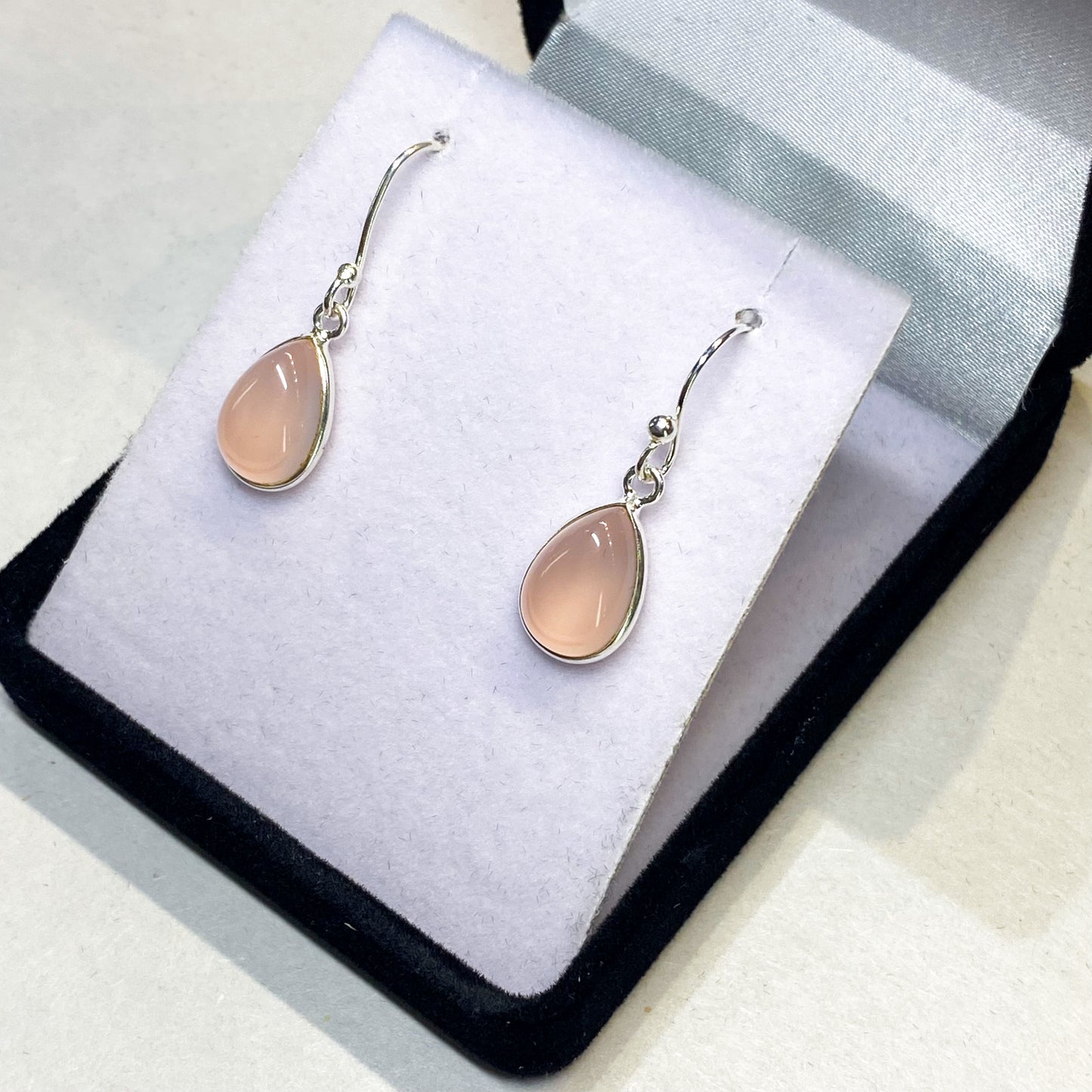 Rose Quartz Earrings - Teardrop - Rivendell Shop