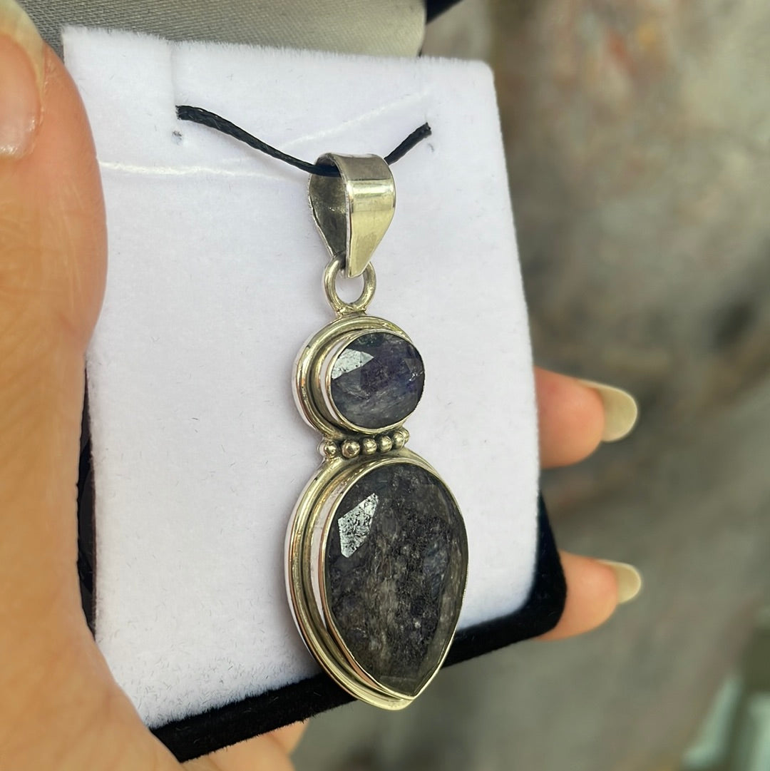 Sapphire sterling silver pendant - Rivendell Shop