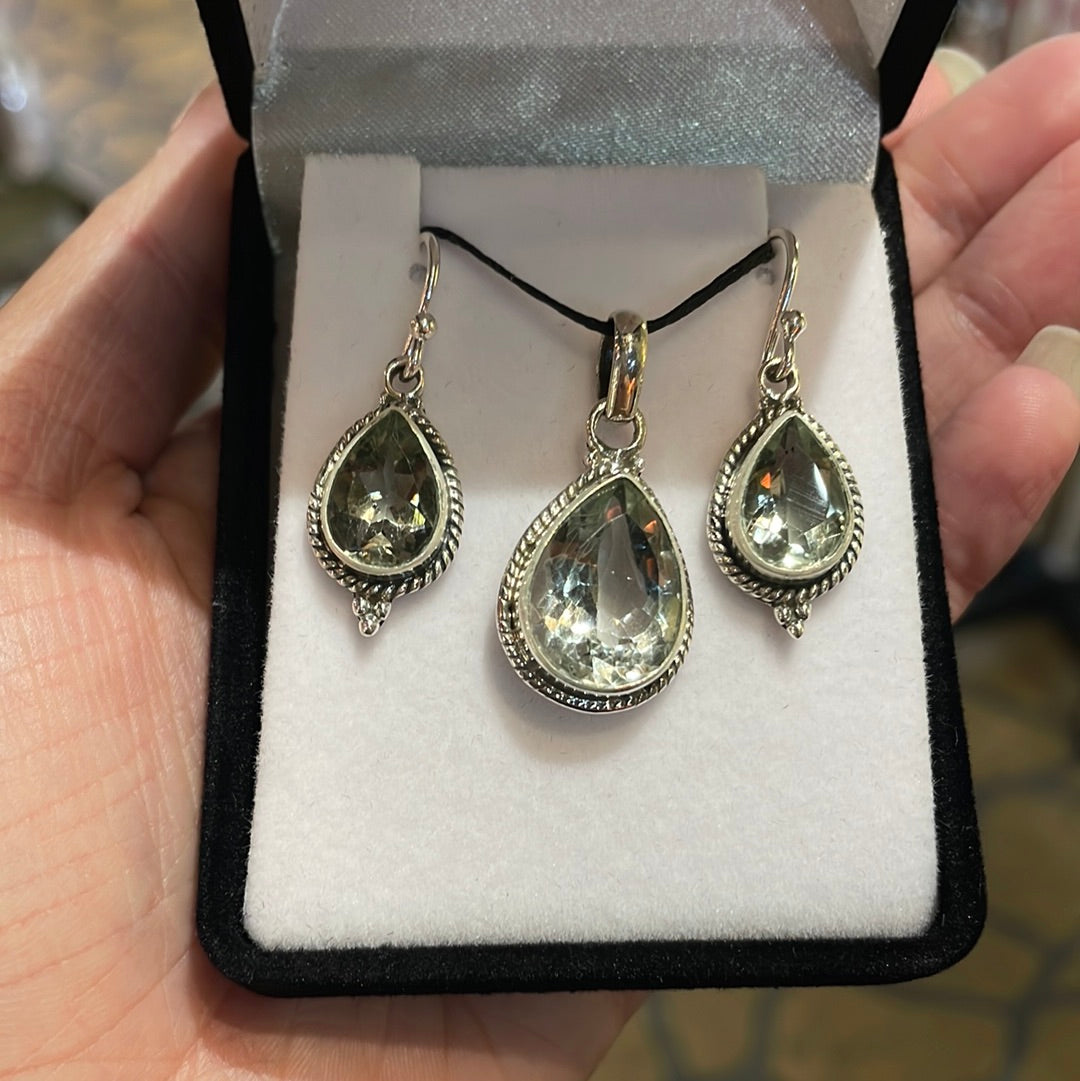 Sterling silver clear quartz set - Rivendell Shop