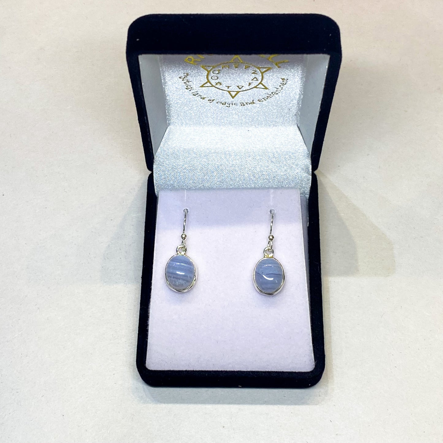 Blue Lace Agate Oval Earrings - Rivendell Shop