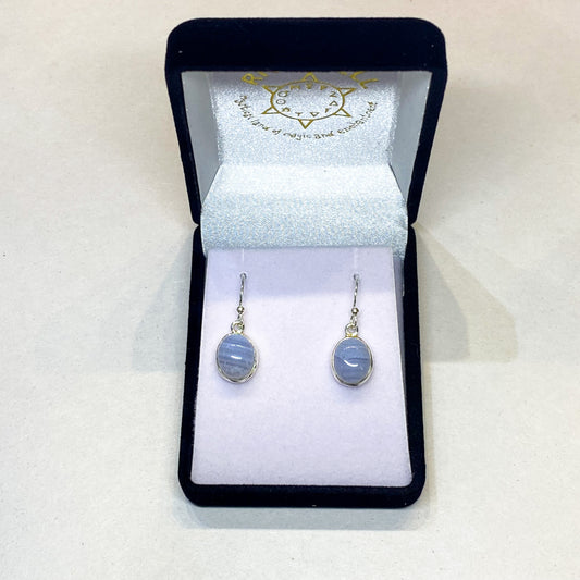 Blue Lace Agate Oval Earrings - Rivendell Shop