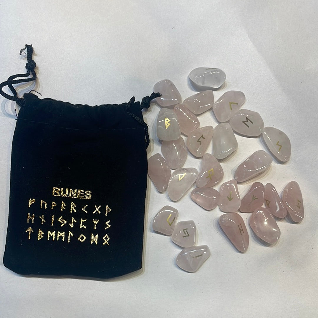 Rose quartz runes - Rivendell Shop