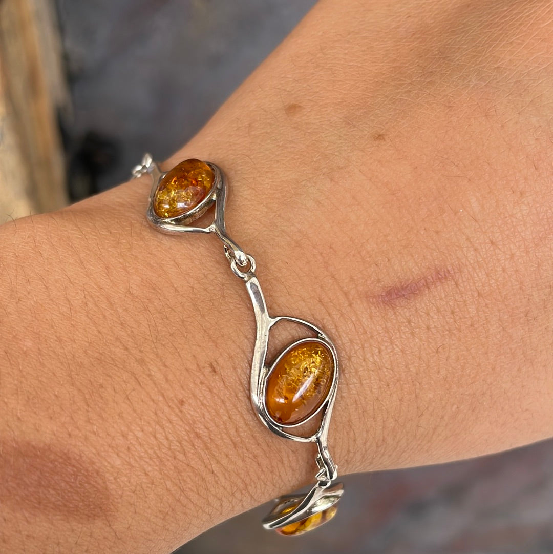 Sterling silver amber bracelet - Rivendell Shop