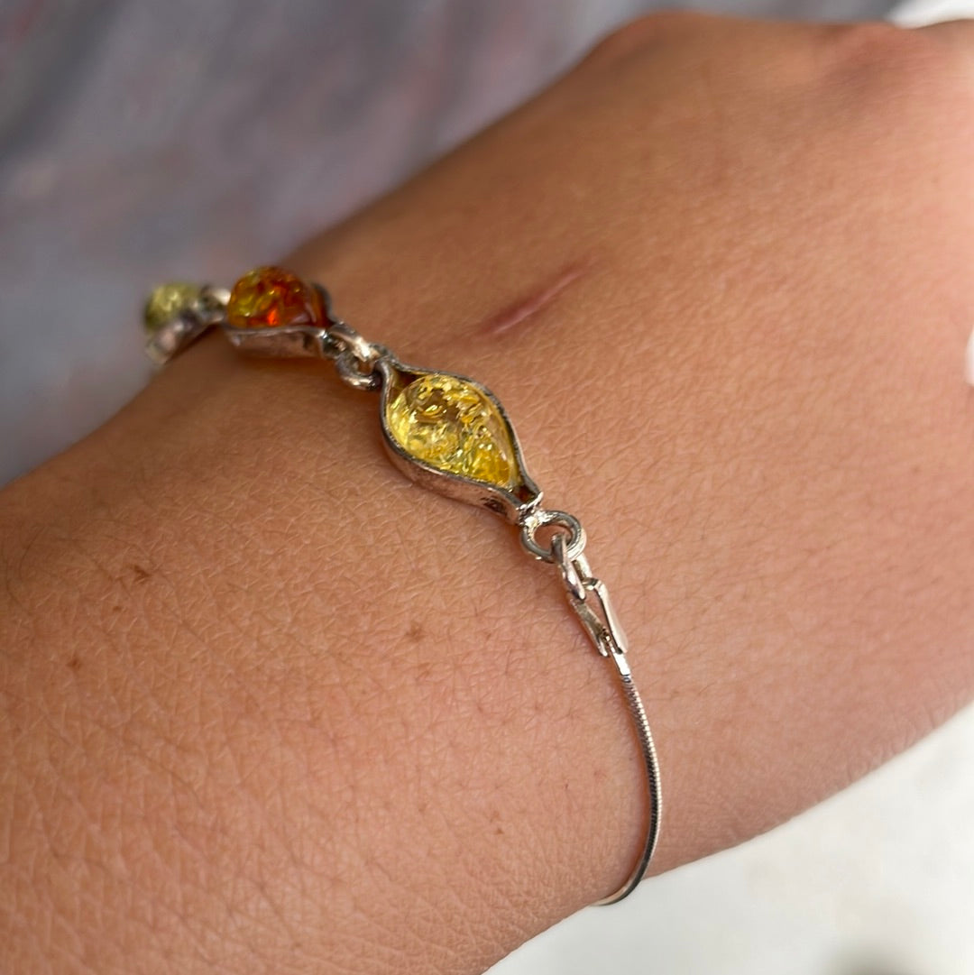 Sterling silver amber bracelet - Rivendell Shop