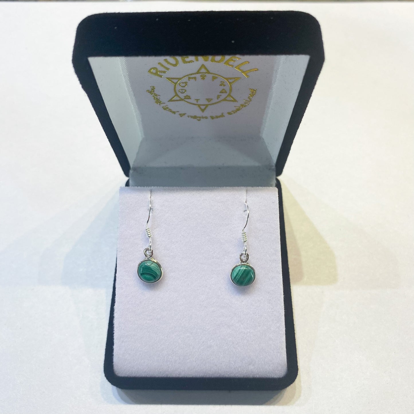 Malachite 925 Sterling Silver Drop Circle Earrings - Rivendell Shop