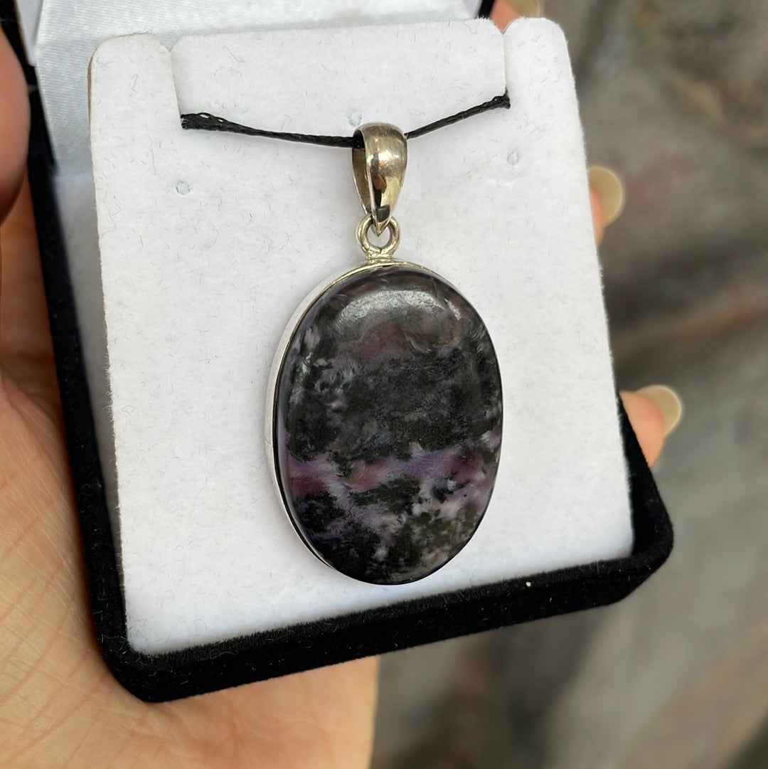 Charoite sterling silver pendant - Rivendell Shop