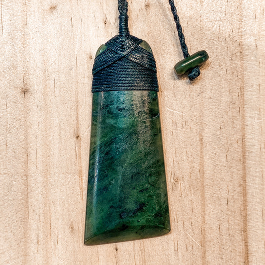 Greenstone Toki Pendant Oblique Cut 80x30mm - Rivendell Shop