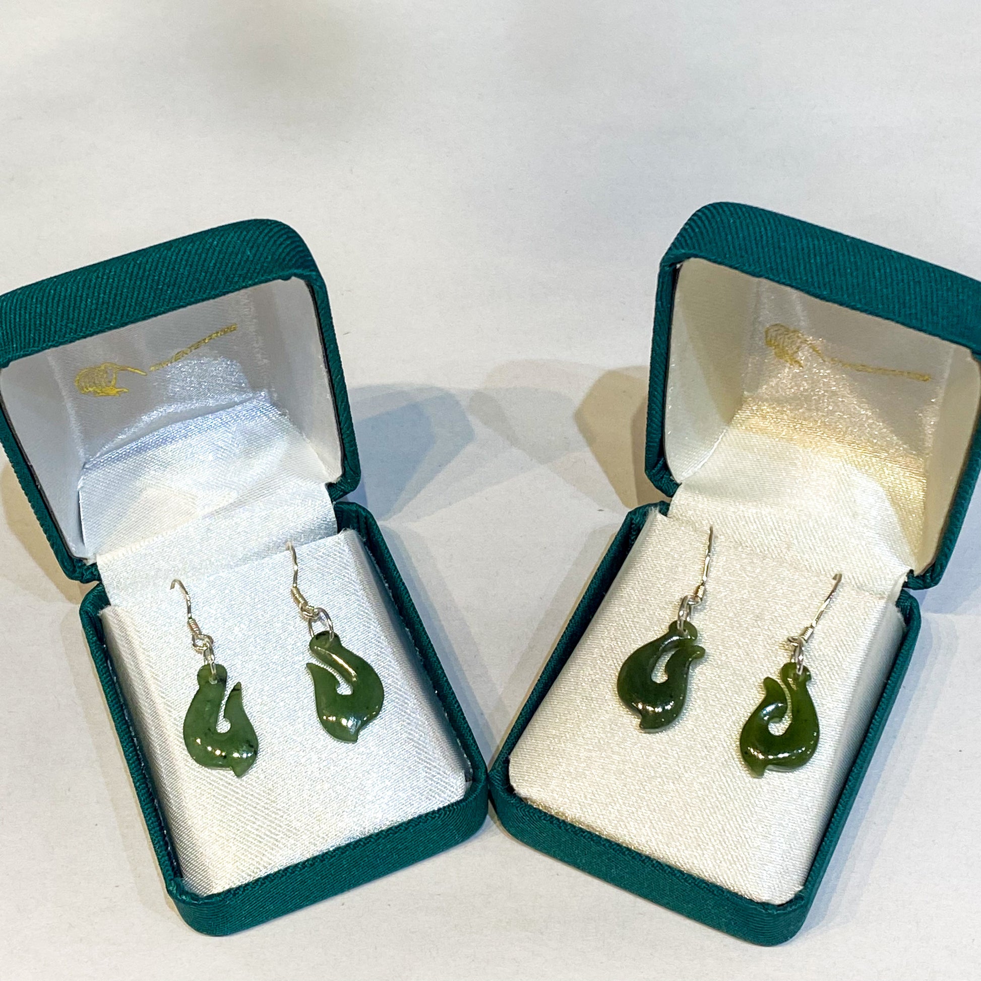 Fish Hook Greenstone Earrings - Rivendell Shop