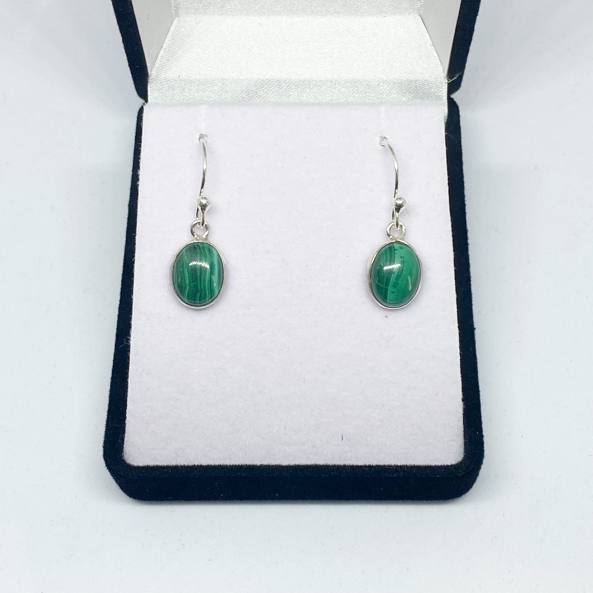 Malachite Drop Earrings - Oval - Rivendell Shop