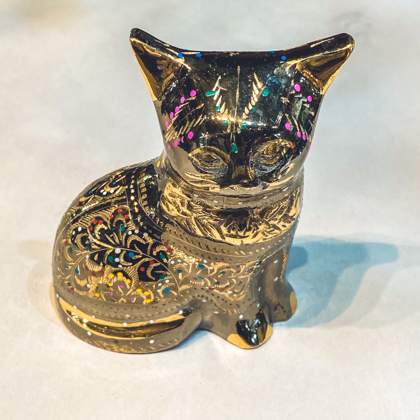 Brass Handcrafted Cat - Sitting 11cm - Rivendell Shop