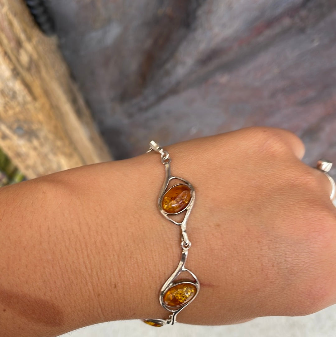 Sterling silver amber bracelet - Rivendell Shop