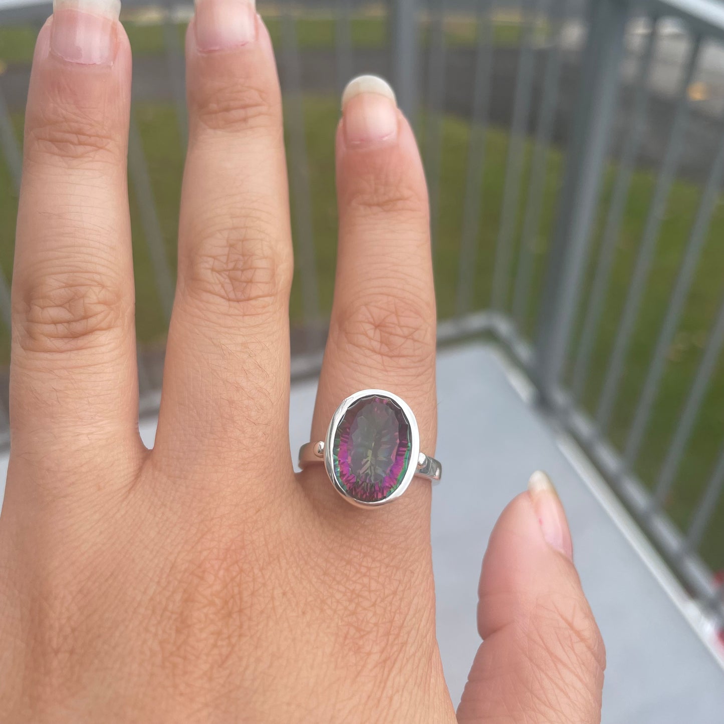 Mystic Topaz Oval Sterling Silver ring - Rivendell Shop