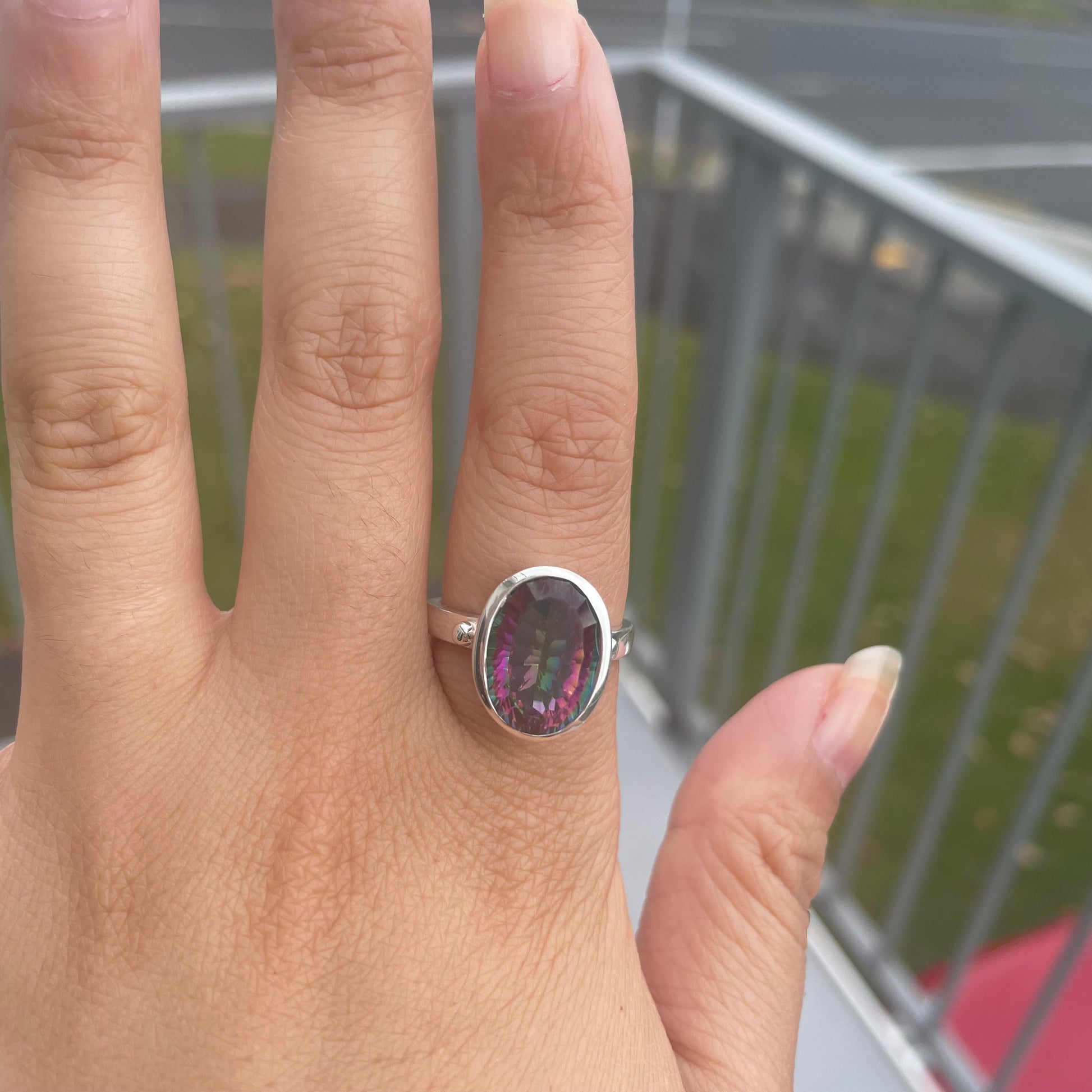 Mystic Topaz Oval Sterling Silver ring - Rivendell Shop